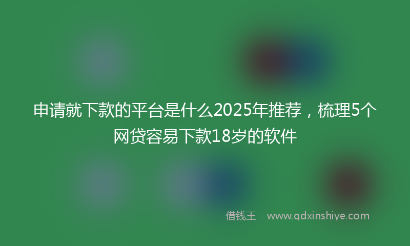 申请就下款的平台是什么2025年推荐，梳理5个网贷容易下款18岁的软件