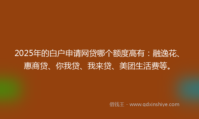 2025年的白户申请网贷哪个额度高有：融逸花、惠商贷、你我贷、我来贷、美团生活费等。
