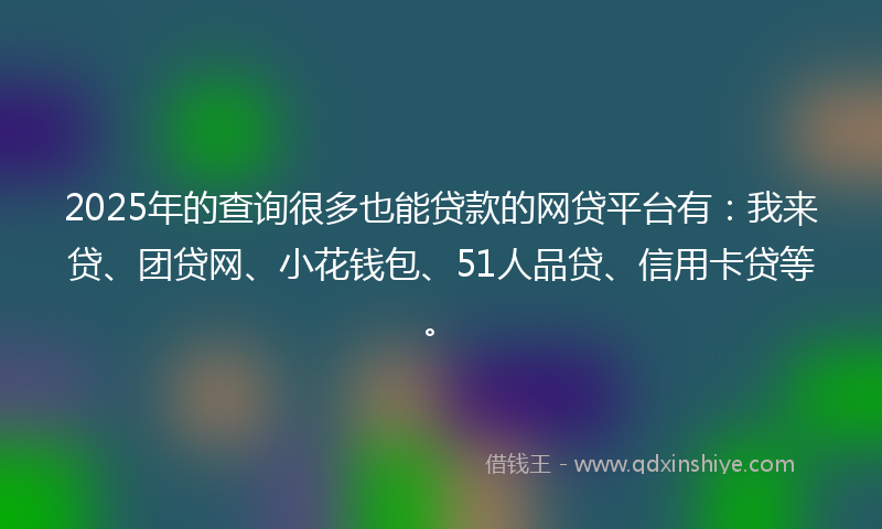 2025年的查询很多也能贷款的网贷平台有：我来贷、团贷网、小花钱包、51人品贷、信用卡贷等。