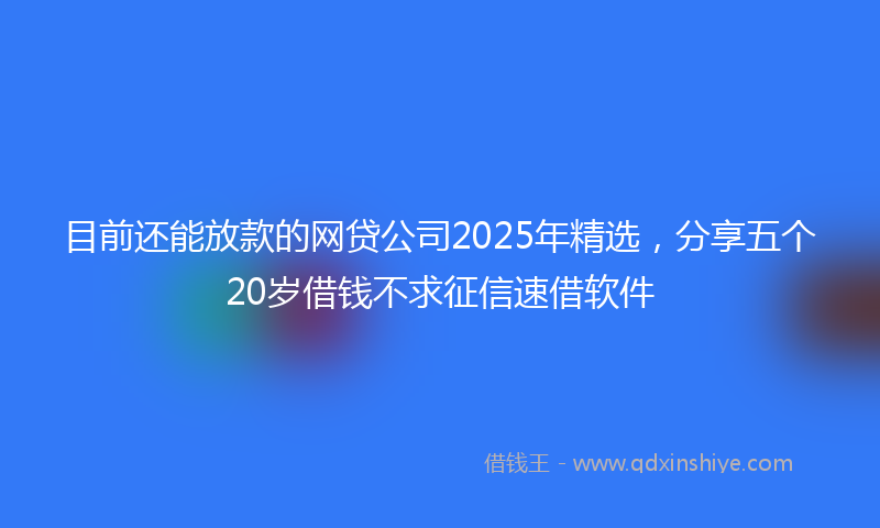 目前还能放款的网贷公司2025年精选，分享五个20岁借钱不求征信速借软件