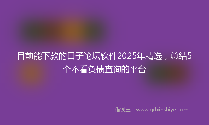 目前能下款的口子论坛软件2025年精选，总结5个不看负债查询的平台