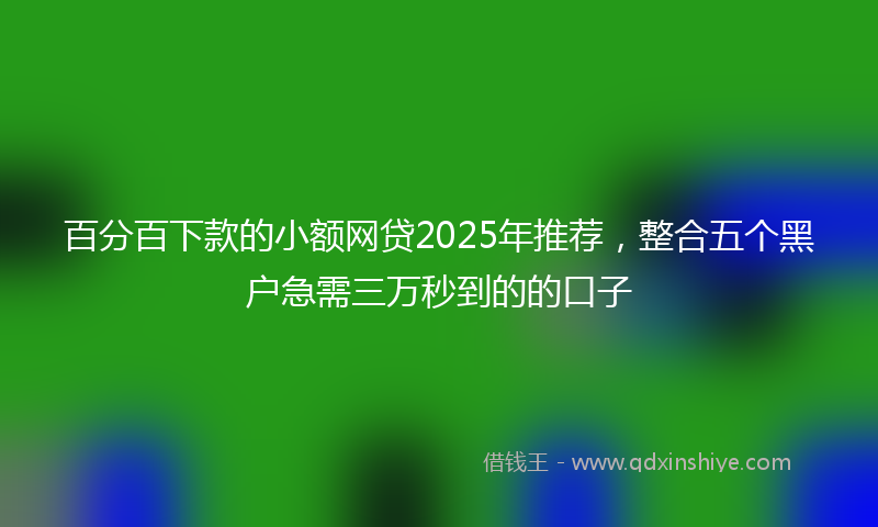 百分百下款的小额网贷2025年推荐，整合五个黑户急需三万秒到的的口子