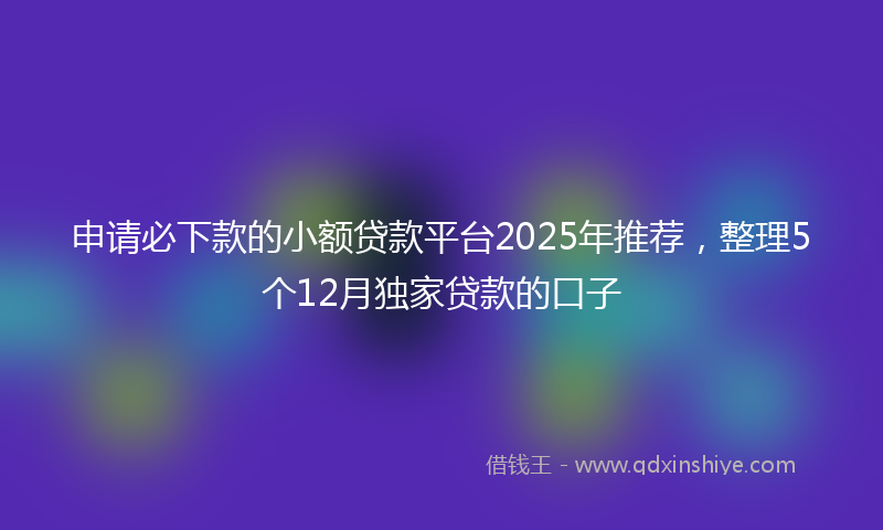 申请必下款的小额贷款平台2025年推荐，整理5个12月独家贷款的口子