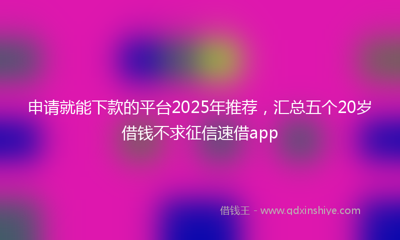 申请就能下款的平台2025年推荐，汇总五个20岁借钱不求征信速借app