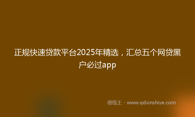 正规快速贷款平台2025年精选，汇总五个网贷黑户必过app