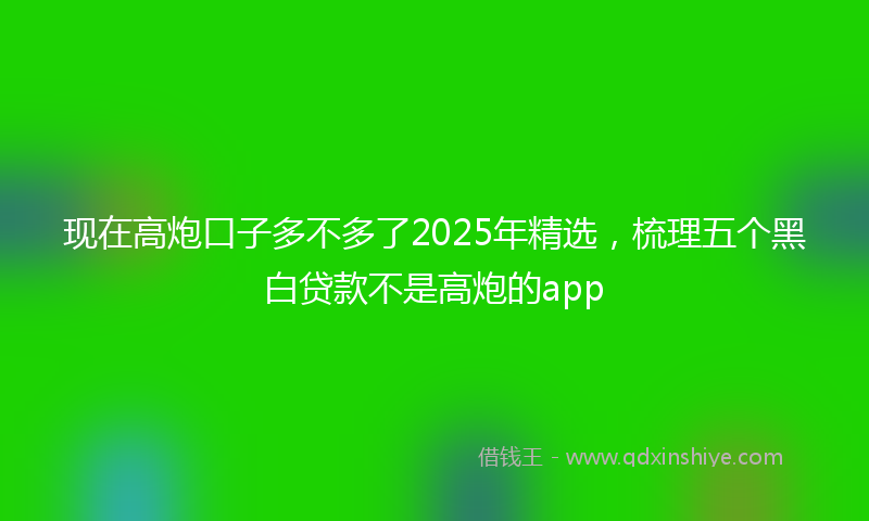 现在高炮口子多不多了2025年精选，梳理五个黑白贷款不是高炮的app