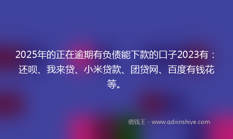 2025年的正在逾期有负债能下款的口子2023有：还呗、我来贷、小米贷款、团贷网、百度有钱花等。