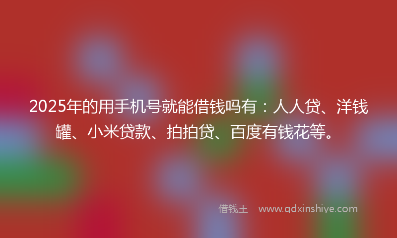 2025年的用手机号就能借钱吗有：人人贷、洋钱罐、小米贷款、拍拍贷、百度有钱花等。