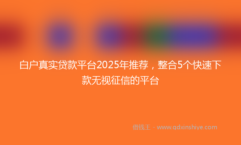 白户真实贷款平台2025年推荐，整合5个快速下款无视征信的平台