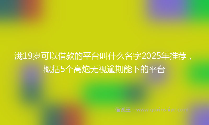 满19岁可以借款的平台叫什么名字2025年推荐，概括5个高炮无视逾期能下的平台