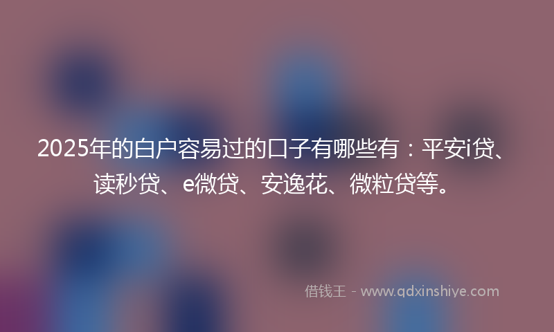 2025年的白户容易过的口子有哪些有:平安i贷、读秒贷、e微贷、安逸花、微粒贷等。