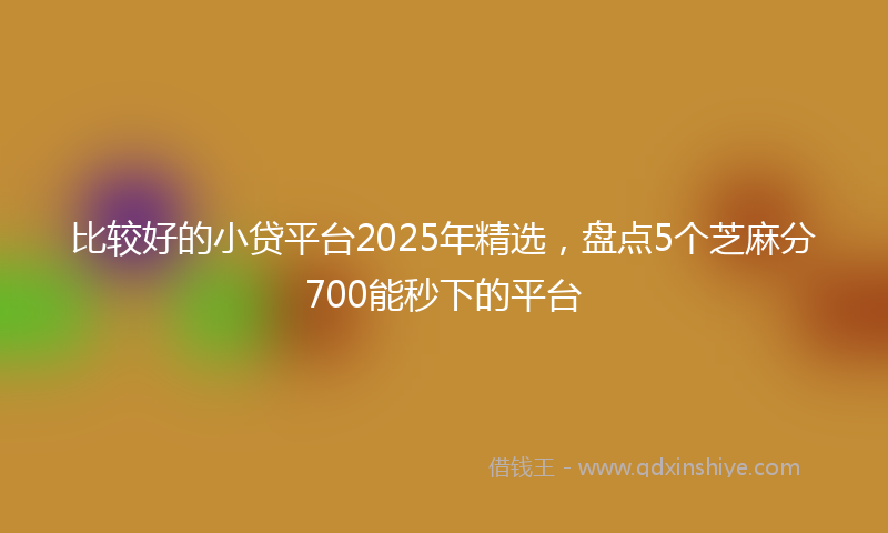 比较好的小贷平台2025年精选，盘点5个芝麻分700能秒下的平台