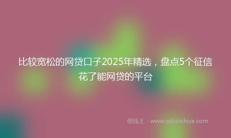 比较宽松的网贷口子2025年精选，盘点5个征信花了能网贷的平台
