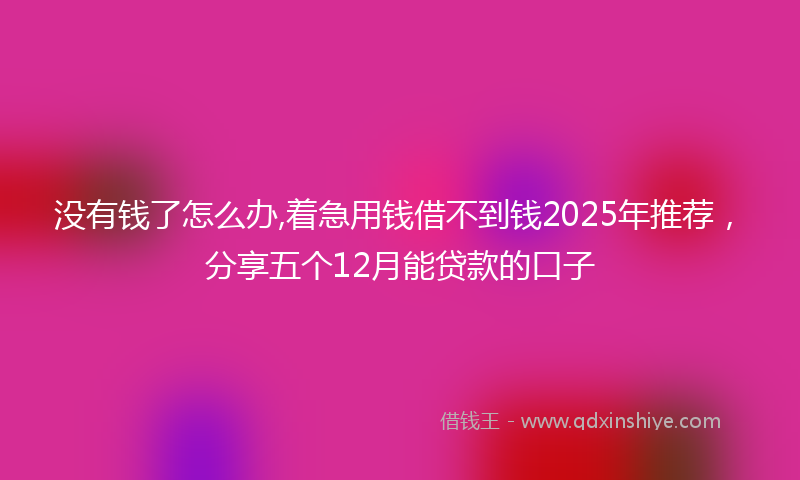没有钱了怎么办,着急用钱借不到钱2025年推荐，分享五个12月能贷款的口子
