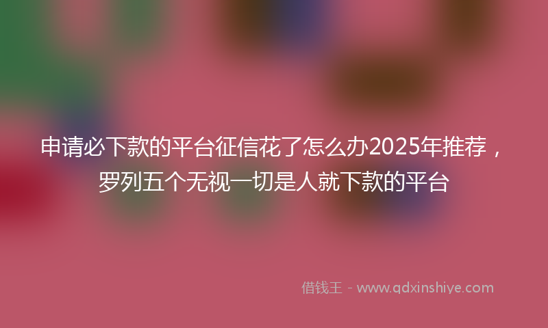 申请必下款的平台征信花了怎么办2025年推荐，罗列五个无视一切是人就下款的平台