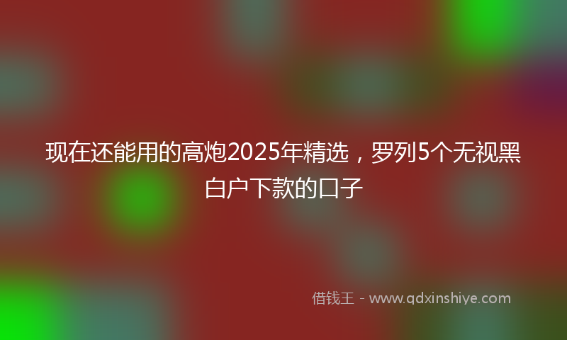 现在还能用的高炮2025年精选，罗列5个无视黑白户下款的口子