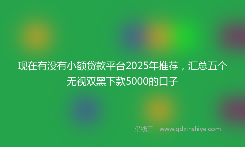 现在有没有小额贷款平台2025年推荐，汇总五个无视双黑下款5000的口子