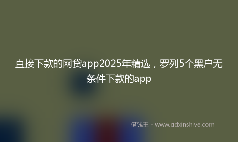 直接下款的网贷app2025年精选，罗列5个黑户无条件下款的app
