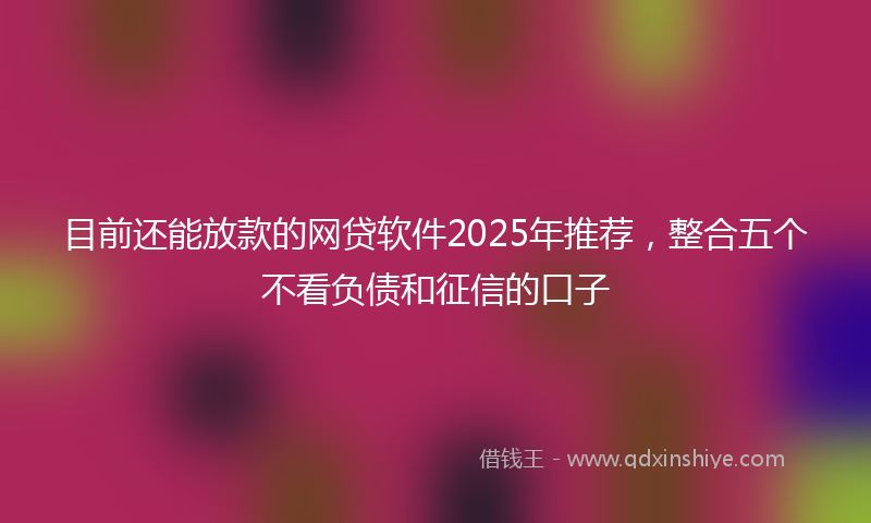目前还能放款的网贷软件2025年推荐，整合五个不看负债和征信的口子