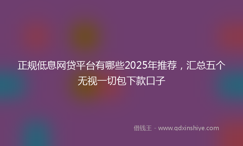 正规低息网贷平台有哪些2025年推荐，汇总五个无视一切包下款口子