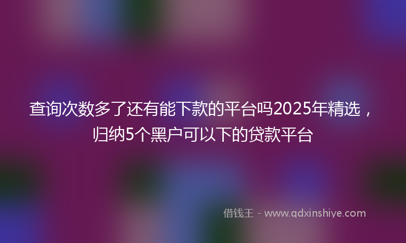 查询次数多了还有能下款的平台吗2025年精选，归纳5个黑户可以下的贷款平台