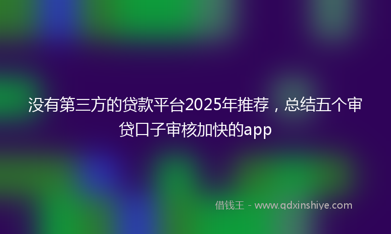 没有第三方的贷款平台2025年推荐，总结五个审贷口子审核加快的app