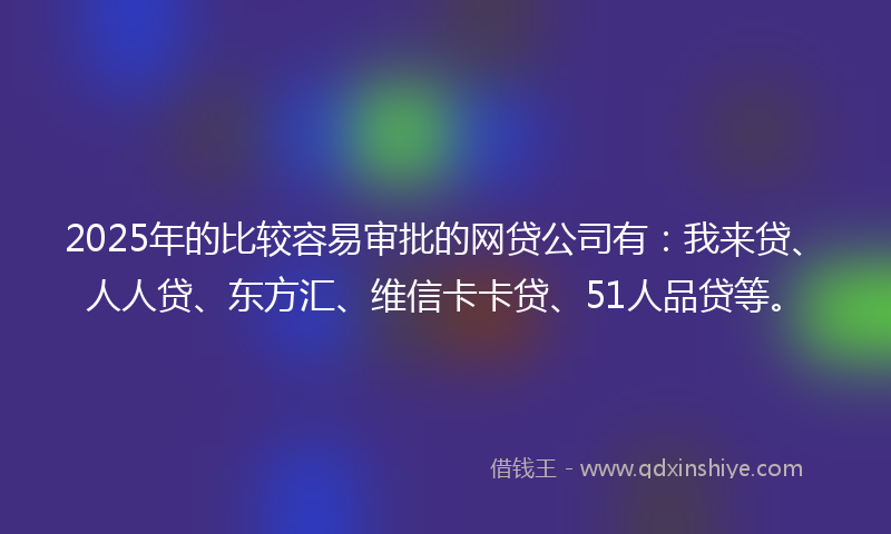 2025年的比较容易审批的网贷公司有：我来贷、人人贷、东方汇、维信卡卡贷、51人品贷等。