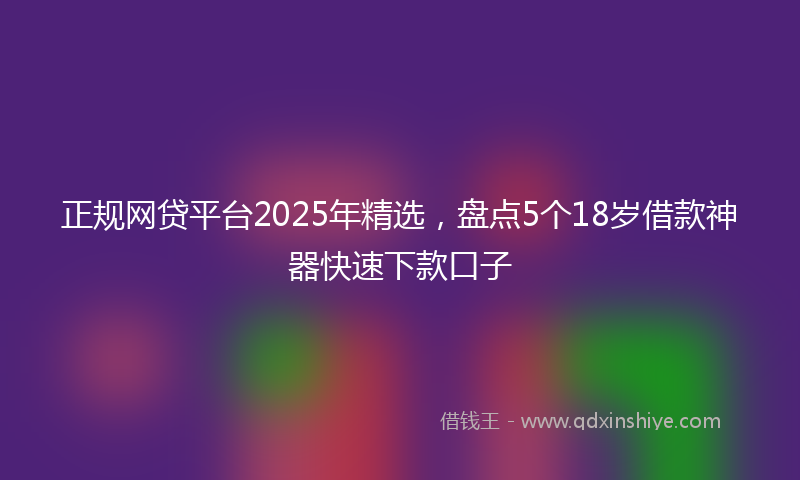 正规网贷平台2025年精选，盘点5个18岁借款神器快速下款口子