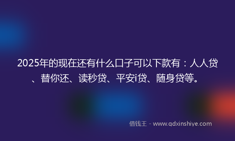 2025年的现在还有什么口子可以下款有：人人贷、替你还、读秒贷、平安i贷、随身贷等。
