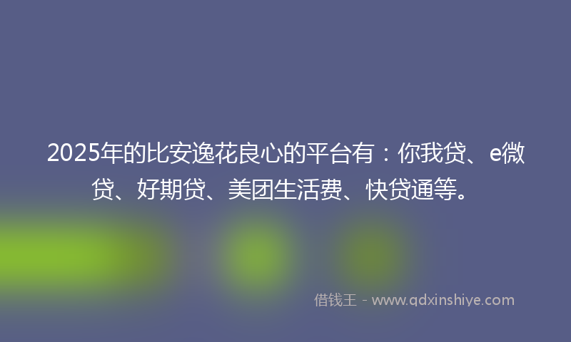 2025年的比安逸花良心的平台有：你我贷、e微贷、好期贷、美团生活费、快贷通等。
