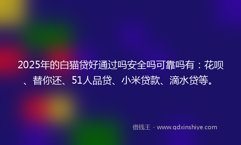 2025年的白猫贷好通过吗安全吗可靠吗有：花呗、替你还、51人品贷、小米贷款、滴水贷等。