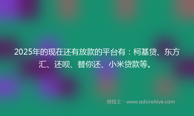 2025年的现在还有放款的平台有：柯基贷、东方汇、还呗、替你还、小米贷款等。