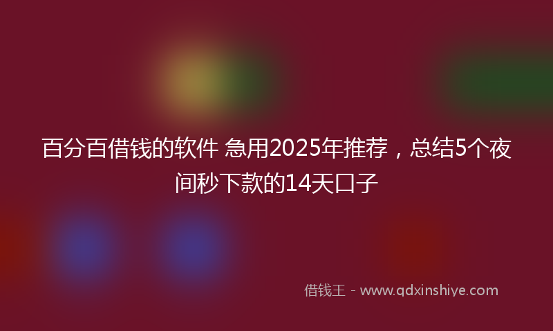 百分百借钱的软件 急用2025年推荐，总结5个夜间秒下款的14天口子