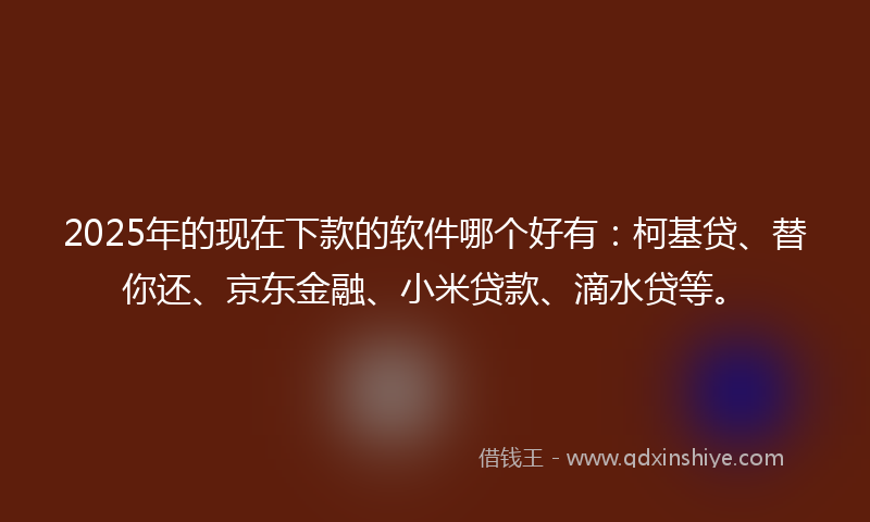 2025年的现在下款的软件哪个好有：柯基贷、替你还、京东金融、小米贷款、滴水贷等。