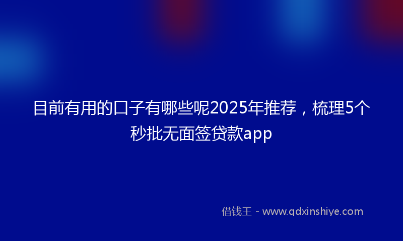 目前有用的口子有哪些呢2025年推荐，梳理5个秒批无面签贷款app