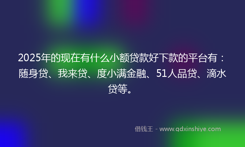 2025年的现在有什么小额贷款好下款的平台有：随身贷、我来贷、度小满金融、51人品贷、滴水贷等。