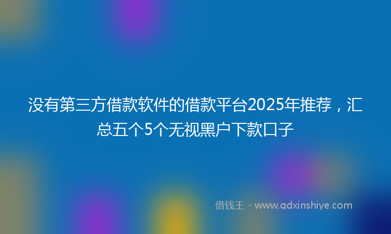 没有第三方借款软件的借款平台2025年推荐，汇总五个5个无视黑户下款口子