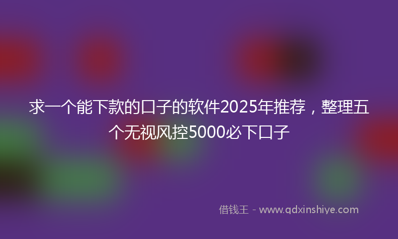 求一个能下款的口子的软件2025年推荐,整理五个无视风控5000必下口子