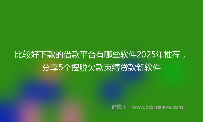 比较好下款的借款平台有哪些软件2025年推荐，分享5个摆脱欠款束缚贷款新软件