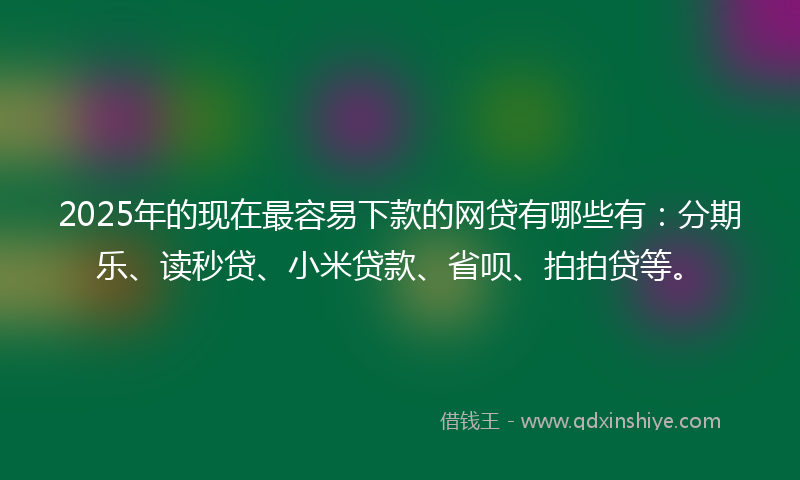 2025年的现在最容易下款的网贷有哪些有：分期乐、读秒贷、小米贷款、省呗、拍拍贷等。