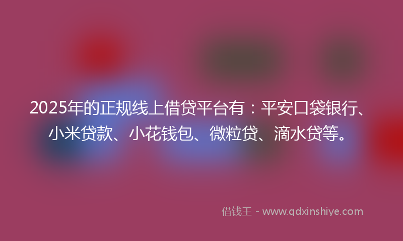 2025年的正规线上借贷平台有：平安口袋银行、小米贷款、小花钱包、微粒贷、滴水贷等。