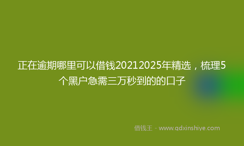 正在逾期哪里可以借钱20212025年精选，梳理5个黑户急需三万秒到的的口子