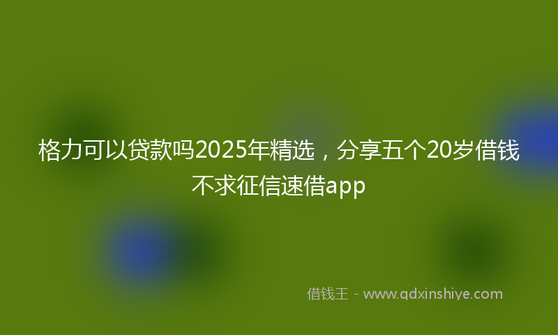 格力可以贷款吗2025年精选，分享五个20岁借钱不求征信速借app