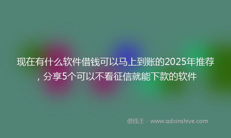 现在有什么软件借钱可以马上到账的2025年推荐，分享5个可以不看征信就能下款的软件