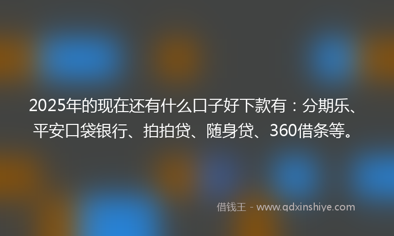 2025年的现在还有什么口子好下款有：分期乐、平安口袋银行、拍拍贷、随身贷、360借条等。