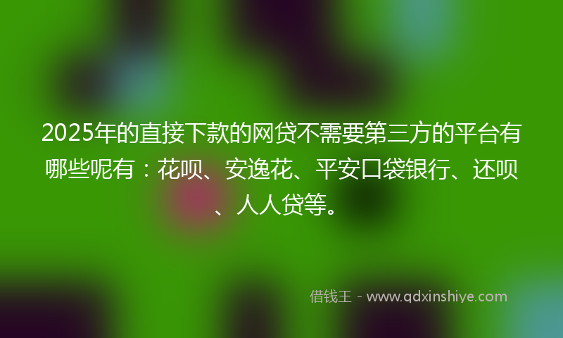 2025年的直接下款的网贷不需要第三方的平台有哪些呢有：花呗、安逸花、平安口袋银行、还呗、人人贷等。