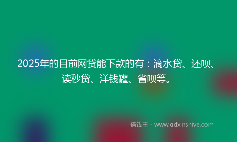 2025年的目前网贷能下款的有：滴水贷、还呗、读秒贷、洋钱罐、省呗等。