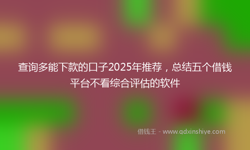 查询多能下款的口子2025年推荐，总结五个借钱平台不看综合评估的软件