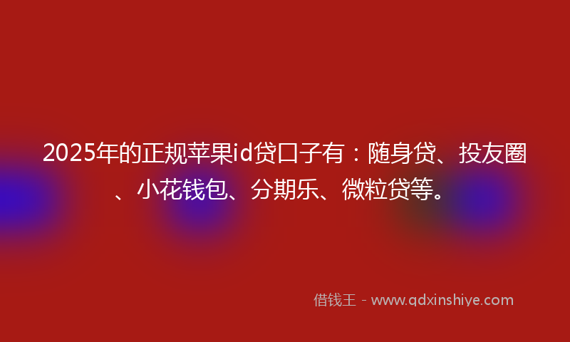 2025年的正规苹果id贷口子有：随身贷、投友圈、小花钱包、分期乐、微粒贷等。