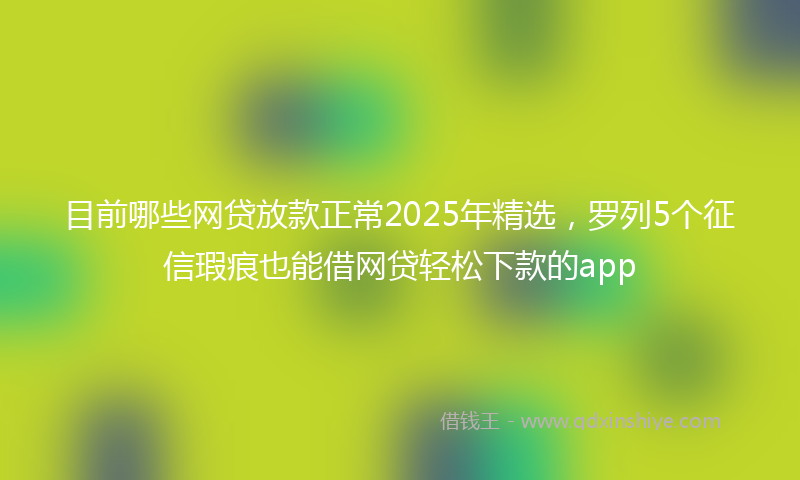目前哪些网贷放款正常2025年精选，罗列5个征信瑕疵也能借网贷轻松下款的app